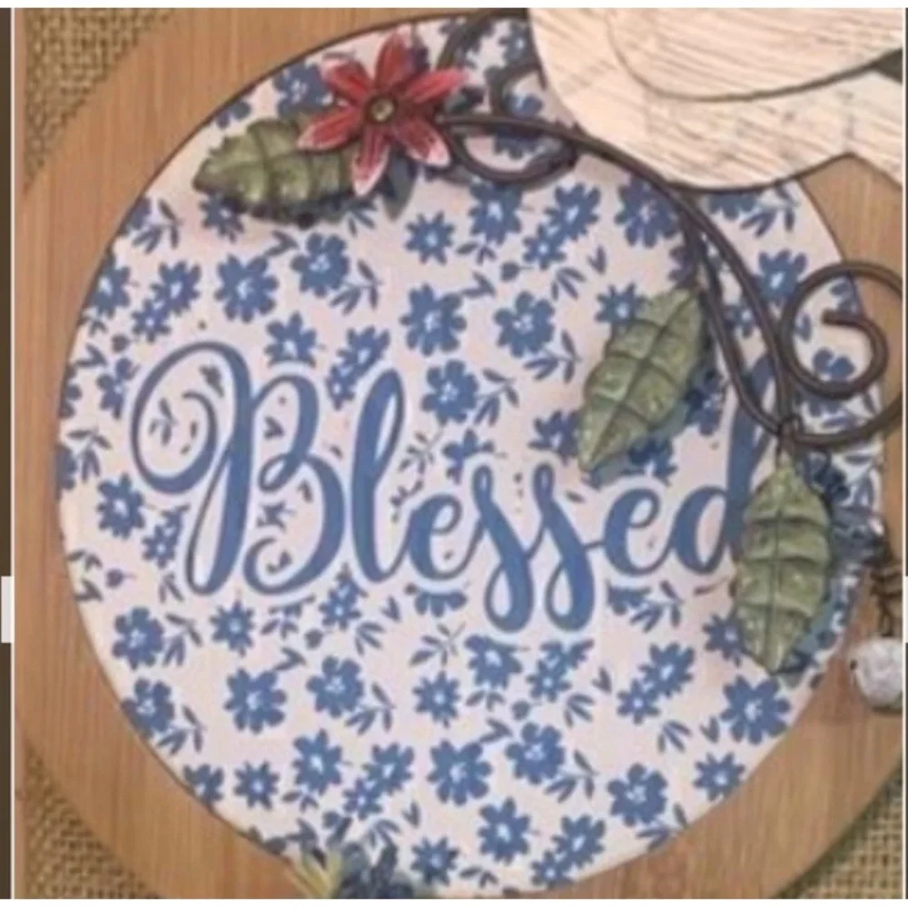 Floral 'Farmhouse Blessed' Wreath Cottage-core Handcrafted Custom Final Sale